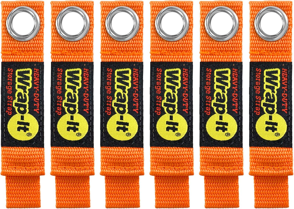 Heavy-Duty Wrap-It Storage Straps - 7-inch (6-Pack) Blaze Orange - Garage Organizer and Appliance Cord Holder for Home Storage Essentials