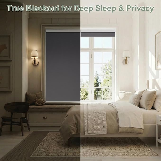 ZSHINE Motorized Blackout Window Blinds Customize Width Remote Control Wireless