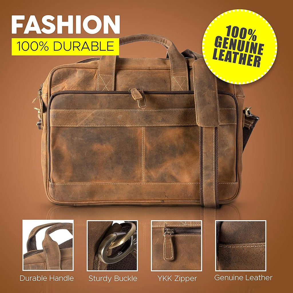 Leather briefcase 18 Inch Laptop Messenger Bags for Men and Women Best Office briefcase Satchel Bag