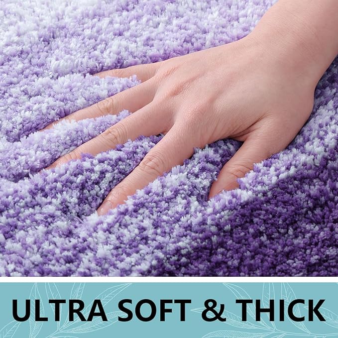 Arotive Microfiber Bathroom Rugs, Shaggy Soft and Absorbent Bath Rug, Non-Slip, Thick Plush Machine Washable Dry Bath Mats for Bathroom, Tub and Shower, 44x32, Dark Purple, Rectangular