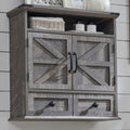 ACCOHOHO Bathroom Wall Cabinet, Farmhouse Medicine Cabinet, 24" Wide Cabinet with Drawer, Adjustable Shelf, Double Barn Doors, Storage Cabinet for Bathroom, Kitchen, Living Room, Grey Wash