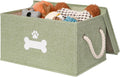 Dog Toy Basket with Lid, Dog Basket for Toys, Dogs Toy Box with Cotton Rope Handles, Collapsible Storage Bins for Pet Toys, Dogs Storage Organizer, Green