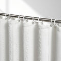 Lameirose Extra Long White Shower Curtain Boho, 72 x 84 Cotton Blend Waffle Weave Stripe Textured Heavy Duty, Fabric Shower Curtain for Bathroom, Hotel, Washable