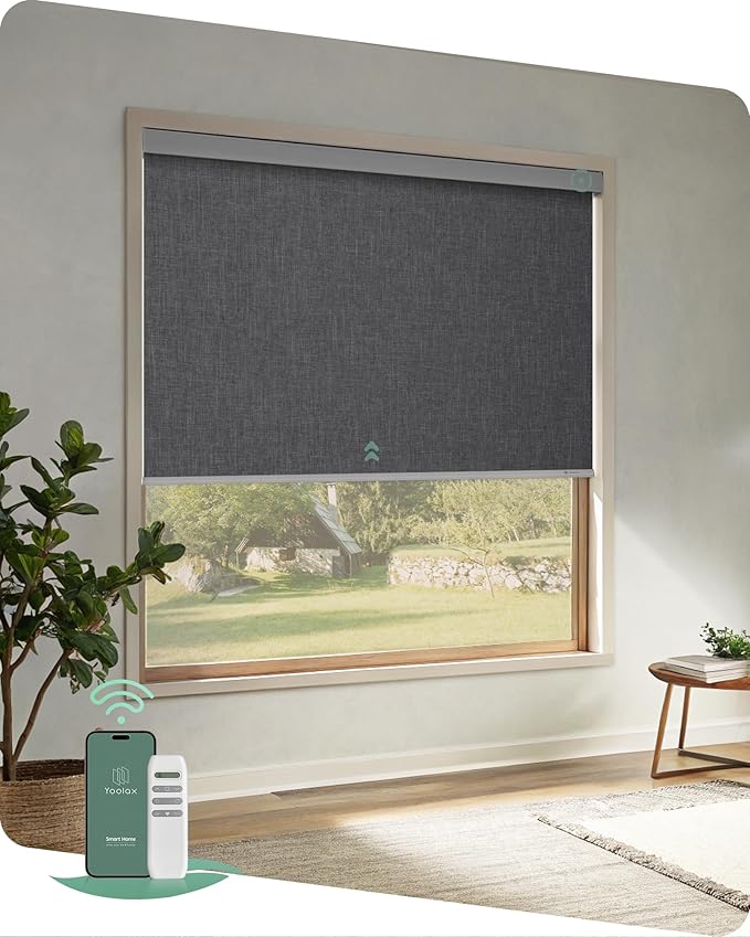 Yoolax Motorized Blinds with Remote, Automatic Roller Shades Cordless Electric