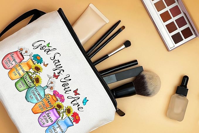 Christian Gifts for Women,God Says You Are Cosmetic Bag,Bible Study Supplies,Bible Accessories Women,Makeup Bag for Purse,Inspirational Gifts for Women,Womens Christmas Gifts,Faith Based Gifts