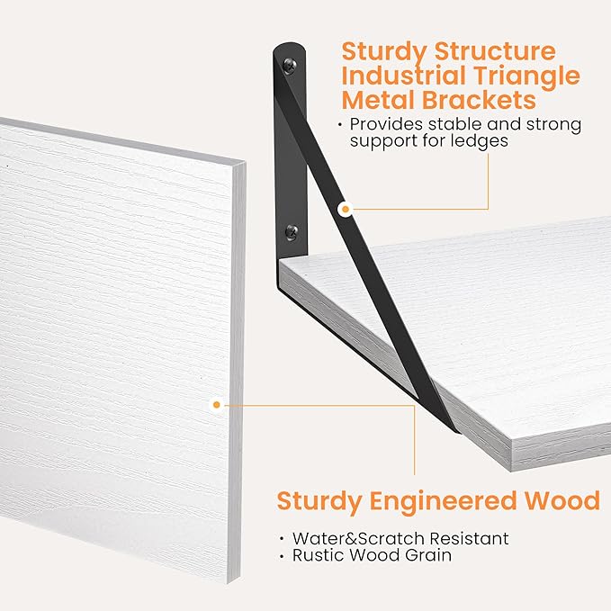 Heimlove White Deep Floating Shelves