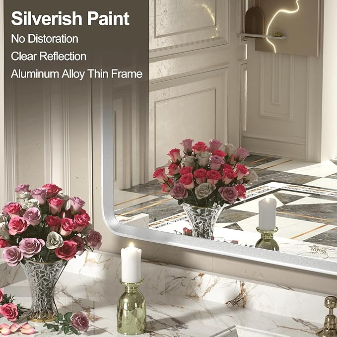 48x30 Inch Silver Bathroom Mirror