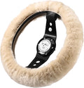 Andalus Brands Luxury Fluffy Car Steering Wheel Covers – Genuine Merino Sheepskin, Soft Fuzzy Car Steering Wheel Cover for Women, Universal 14.5-15" Size, Plush Fur Cute Auto Accessories, Pearl