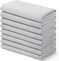 Homaxy 100% Cotton Waffle Weave Kitchen Towels - 8 Pack Soft and Absorbent Dish Towels - 16 x 26 Inches Quick Dry Hand Towels - Light Grey