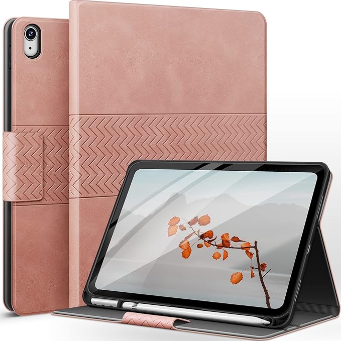 auaua Case for iPad (A16) 11th Generation 11 Inch 2025, iPad 10th Generation 10.9 Inch 2022, with Pencil Holder, Auto Sleep/Wake, Adjustable Stand, PU Leather