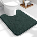 OLANLY Toilet Rugs U-Shaped 24x20, Extra Soft Absorbent Chenille Contour Bathroom Rugs for Toilet, Dry Quickly, Machine Washable, Non-Slip Bath Mat, Blackish Green