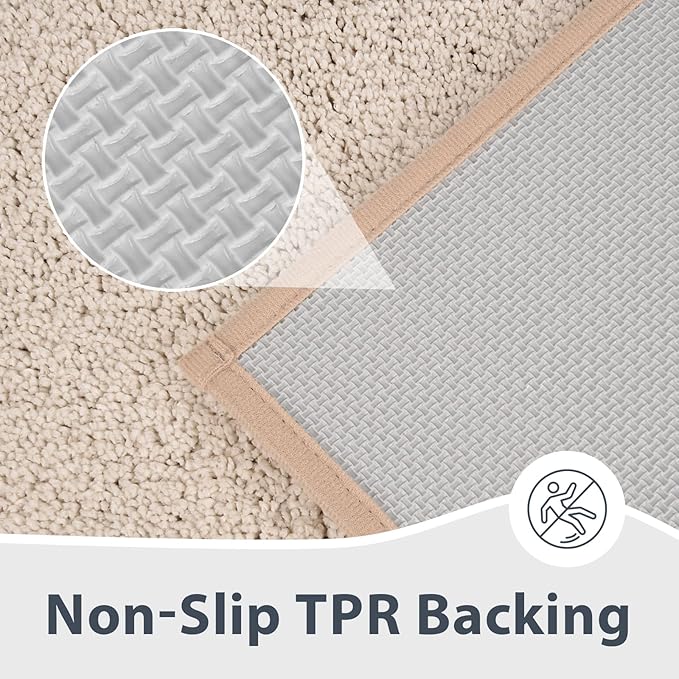 anllugs Bathroom Rugs 30" x 46", Non-Slip Extra Soft Absorbent Bath Rugs, Machine Washable Quick Dry Bath Mats for Bathroom Floor, Shower, Bathtub and Sink, Beige & Grayish Brown