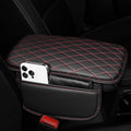 Center Console Cover for TSX: Armrest Cover for Car with 2 Storage Bags - Scratch & Wear Resistant & Waterproof Leather Console Cover,Anti-Scratch Auto Armrest Pad Accessory （Black&Red