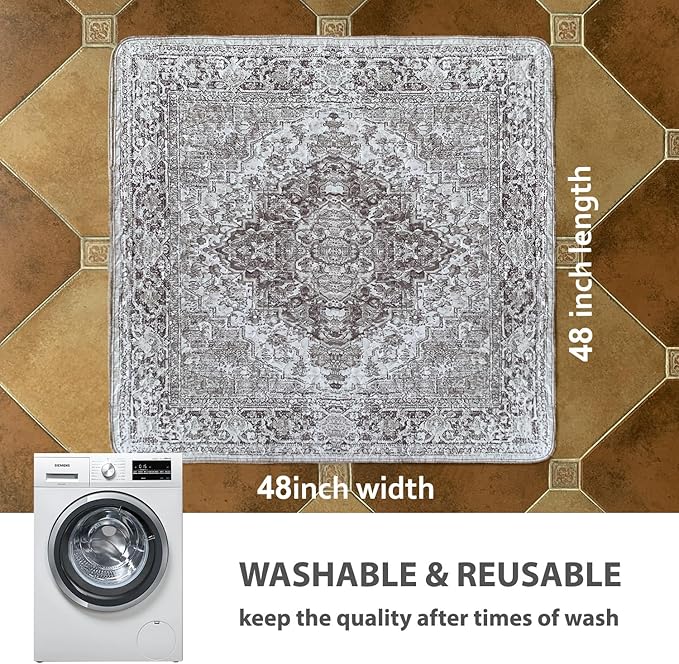 nunubaby Washable Pee Pads for Dogs, Stylish, Non-Slip and Leak-Proof Pee Pads. Reusable Potty Pads for Dogs for Crates and Floors.(Brown/Geo, 48" x48" )