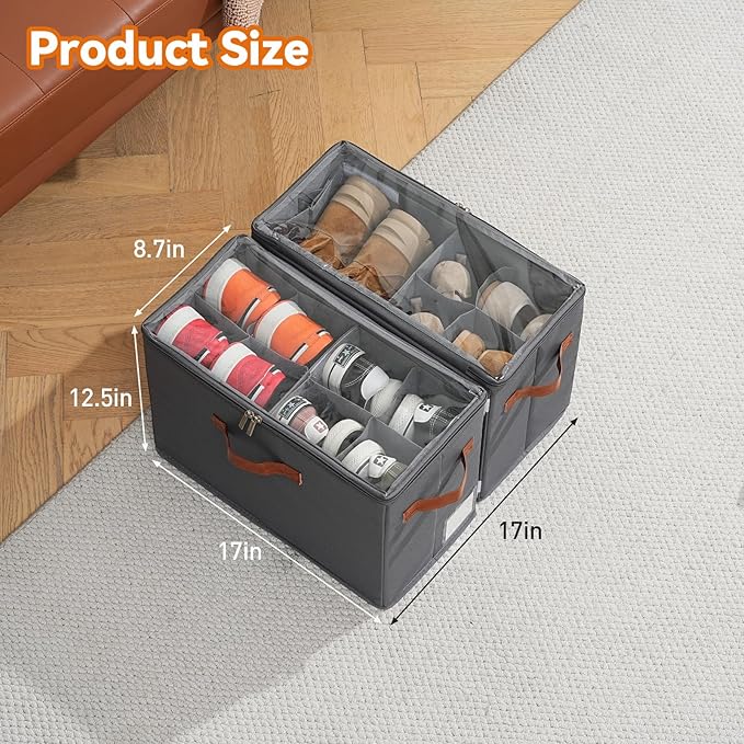 4 Pack Shoe Organizer for Closet, Foldable Shoe Storage Organizer