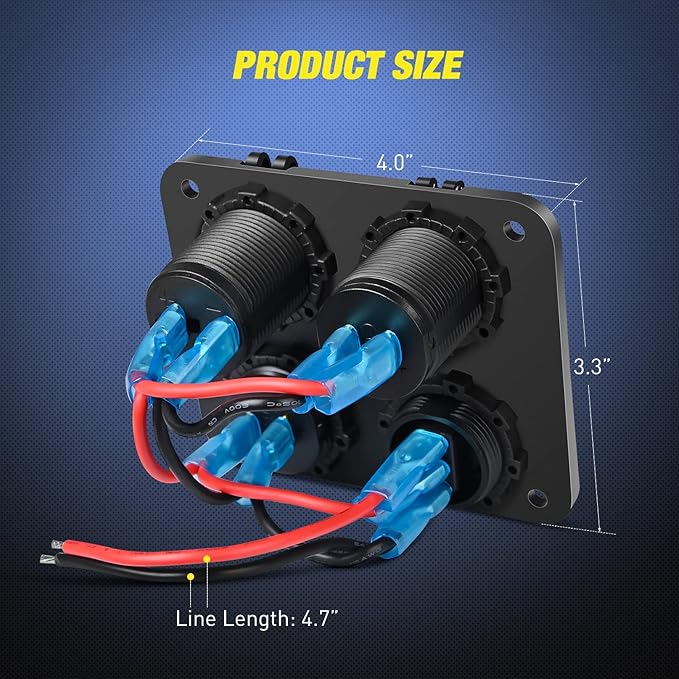 Nilight 4 in 1 ON OFF Charger Socket Panel Dual USB Charger Power Outlet LED Voltmeter Cigarette Lighter Socket LED On Off Rocker Toggle Switch for Truck Car Marine Boats RV, 2 Yeas Warranty