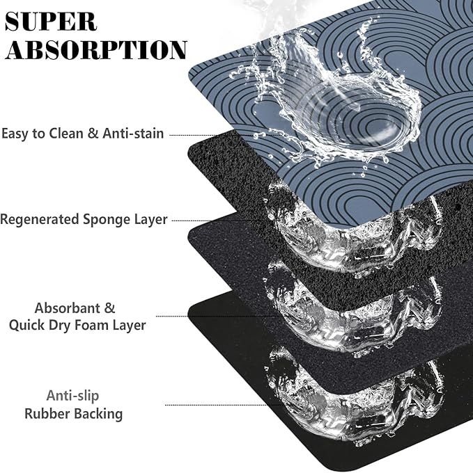 Dog Food Mats for Floors Absorbent, Pet Cat Food Mat - Quick Dry Dog Bowl Mats for Food and Water, Eco-Friendly Boho Pet Supplies