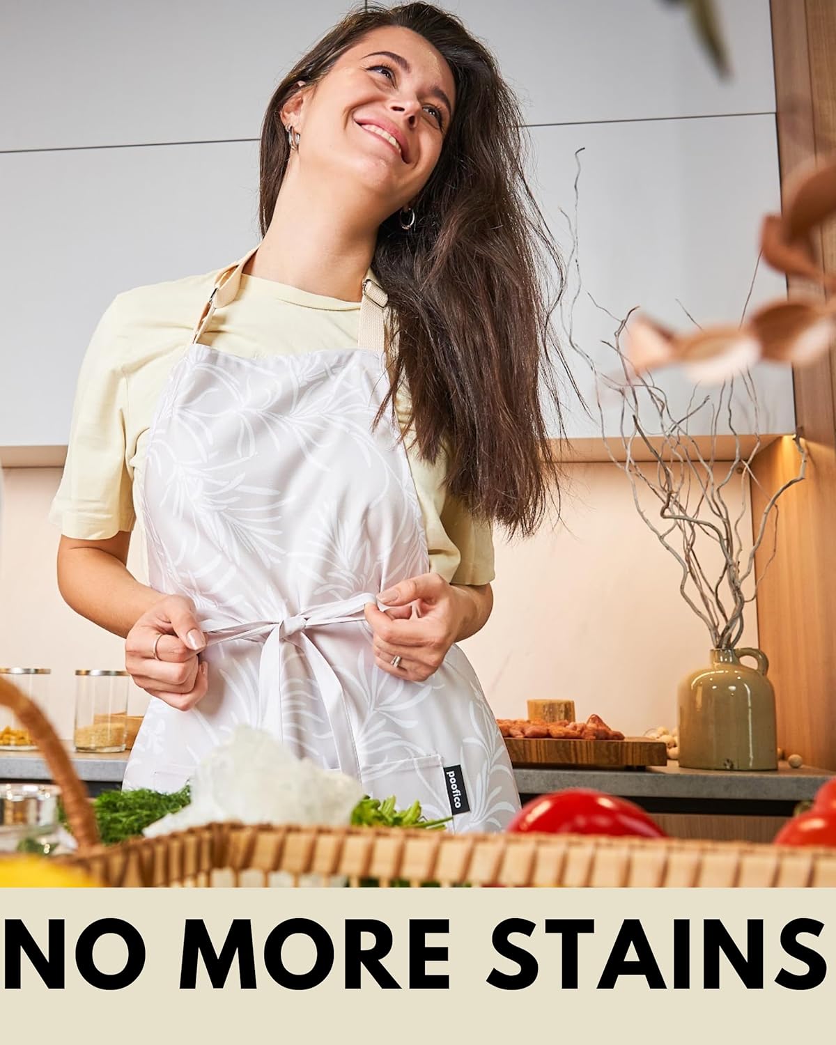 Premium Adjustable Cooking Aprons for Women with Pockets| Poly-Cotton Waterproof Kitchen Apron| Cute Floral Design, Long Ties