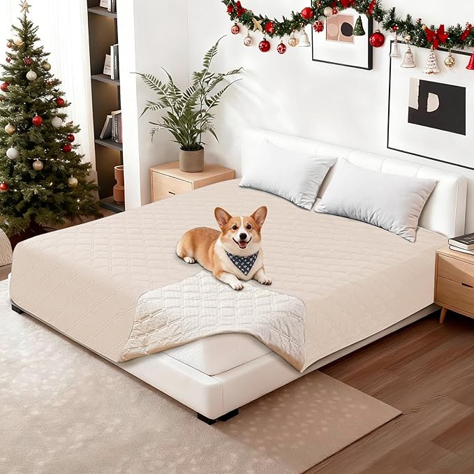 CYCMACO Waterproof Dog Bed Cover Pet Blanket, Soft Couch Cover for Dogs Washable, Non-Slip Dog Blanket Protect Furniture Couch Sofa Car for Puppy Large Dogs Cat (30x70 Inch, Beige)