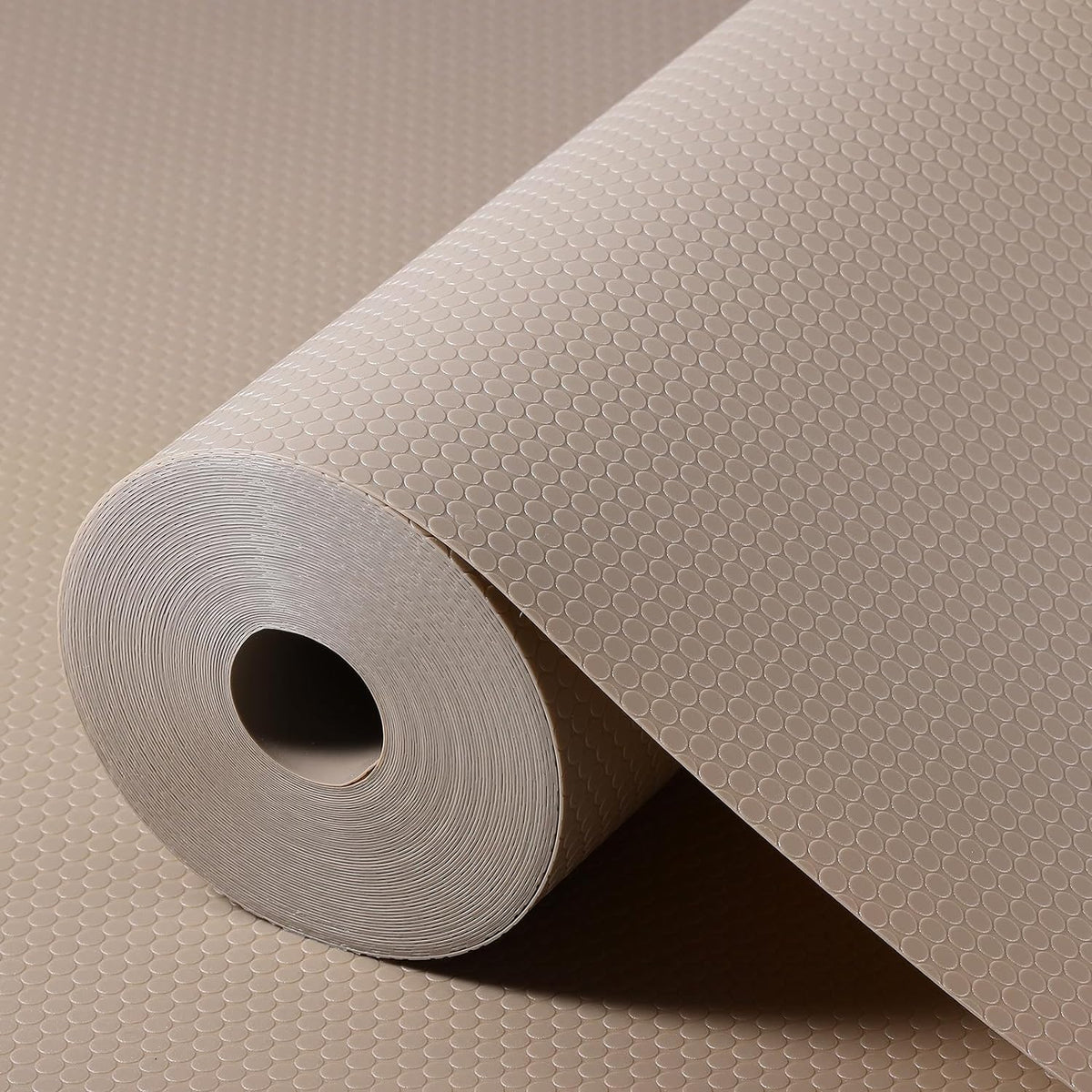 Beige Shelf Liners for Kitchen Cabinets Non Adhesive Drawer Liner for Bathroom Waterproof Refrigerator Liners for Shelves Fridge Plastic Mats Cabinet Cupboard Liner 17.5 x 157.4 Inches