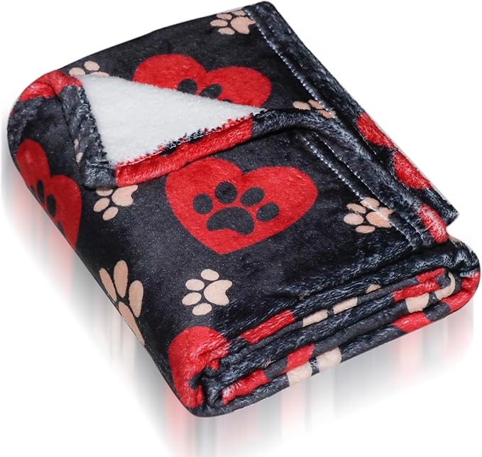 Gowyeg Premium Soft Dog Blanket Washable,43"x30" Cat Blanket for Indoor Cats Large Medium Small Dog Gifts Puppy Essentials (Red/Black)