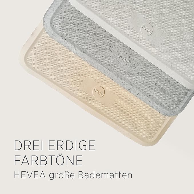 HEVEA Natural Rubber Big Bath Mat - Upcycled, Danish Design - Non Slip Bathtub Mat, 299 Suction Cups - Safe and Friendly Shower Mat for All Ages (Sand)