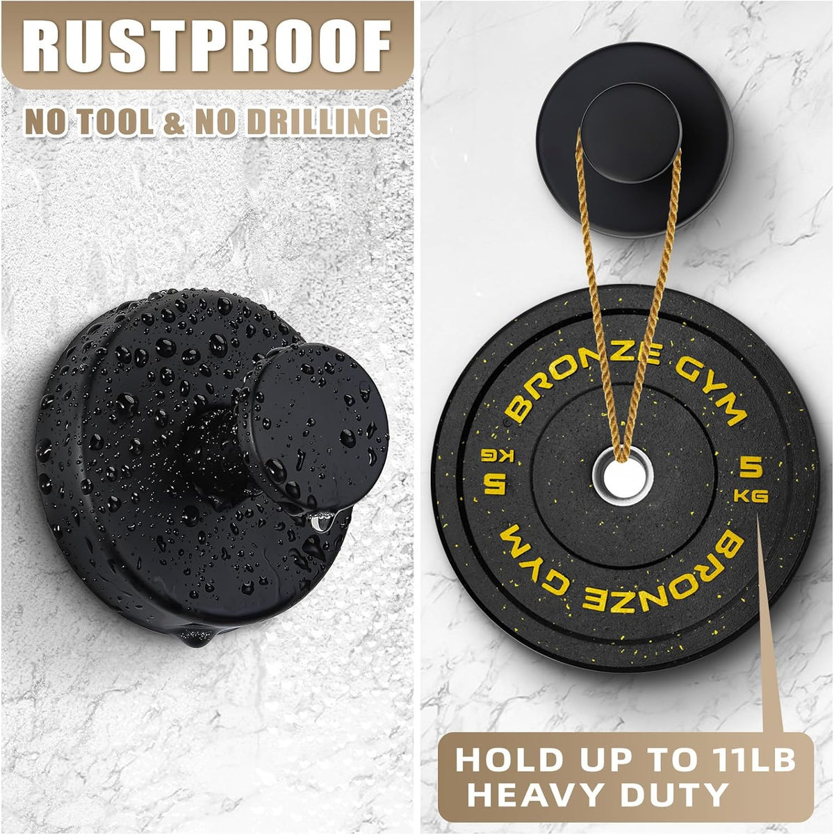Suction Cup Hooks for Shower No-Drill Bathroom Hooks for Towels, Robes, Loofah Mountable on Bathroom Walls, Kitchen, Glass, Mirrors, Tile and Smooth,Non-Porous Surfaces (4, Matte Black)