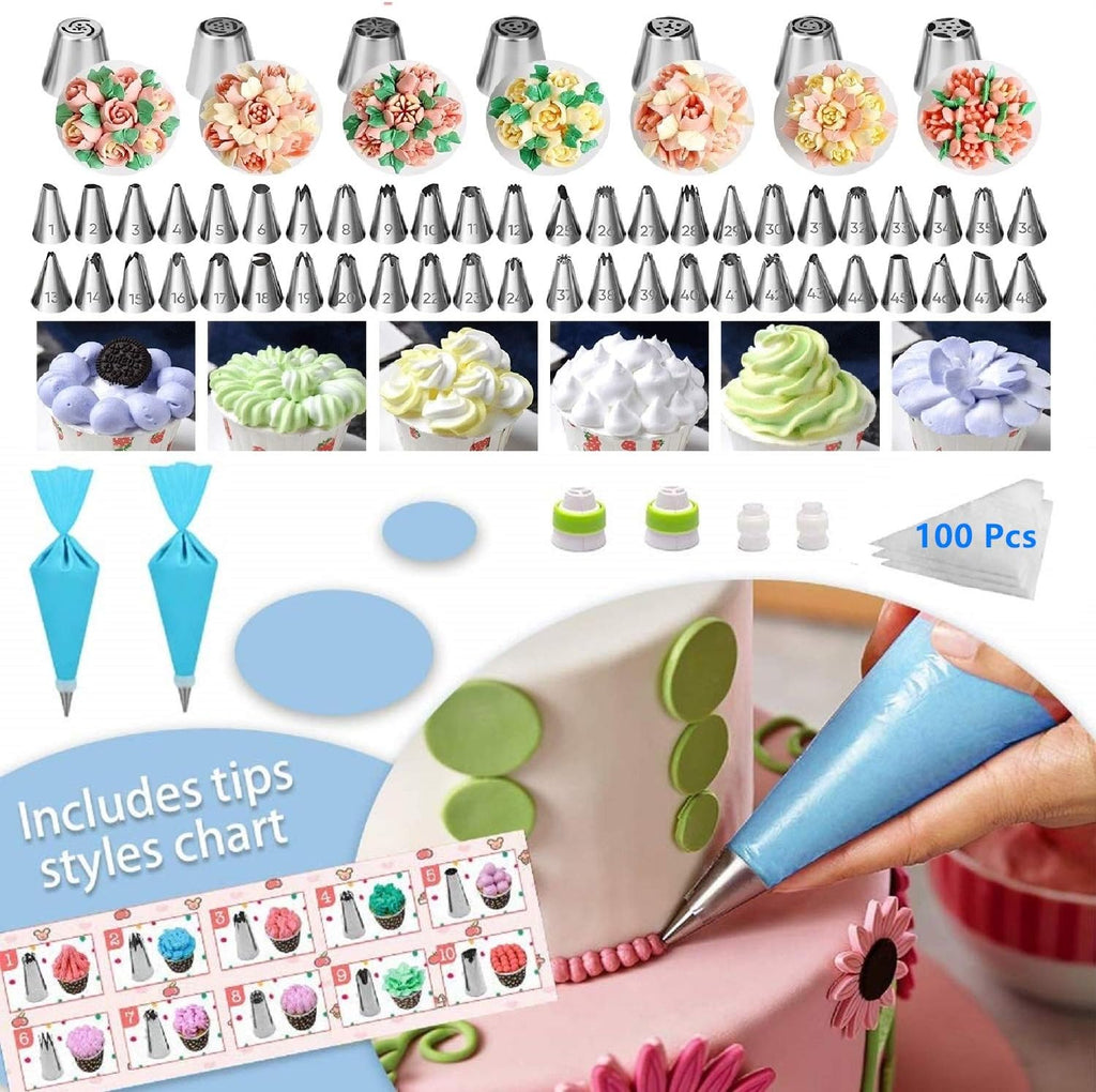 Cake Decorating Supplies,493 PCS Cake Decorating Kit 3 Packs Springform Cake Pans, Cake Rotating Turntable,48 Piping Icing Tips,7 Russian Nozzles, Baking Supplies,Cupcake Decorating Kit, Multicolor