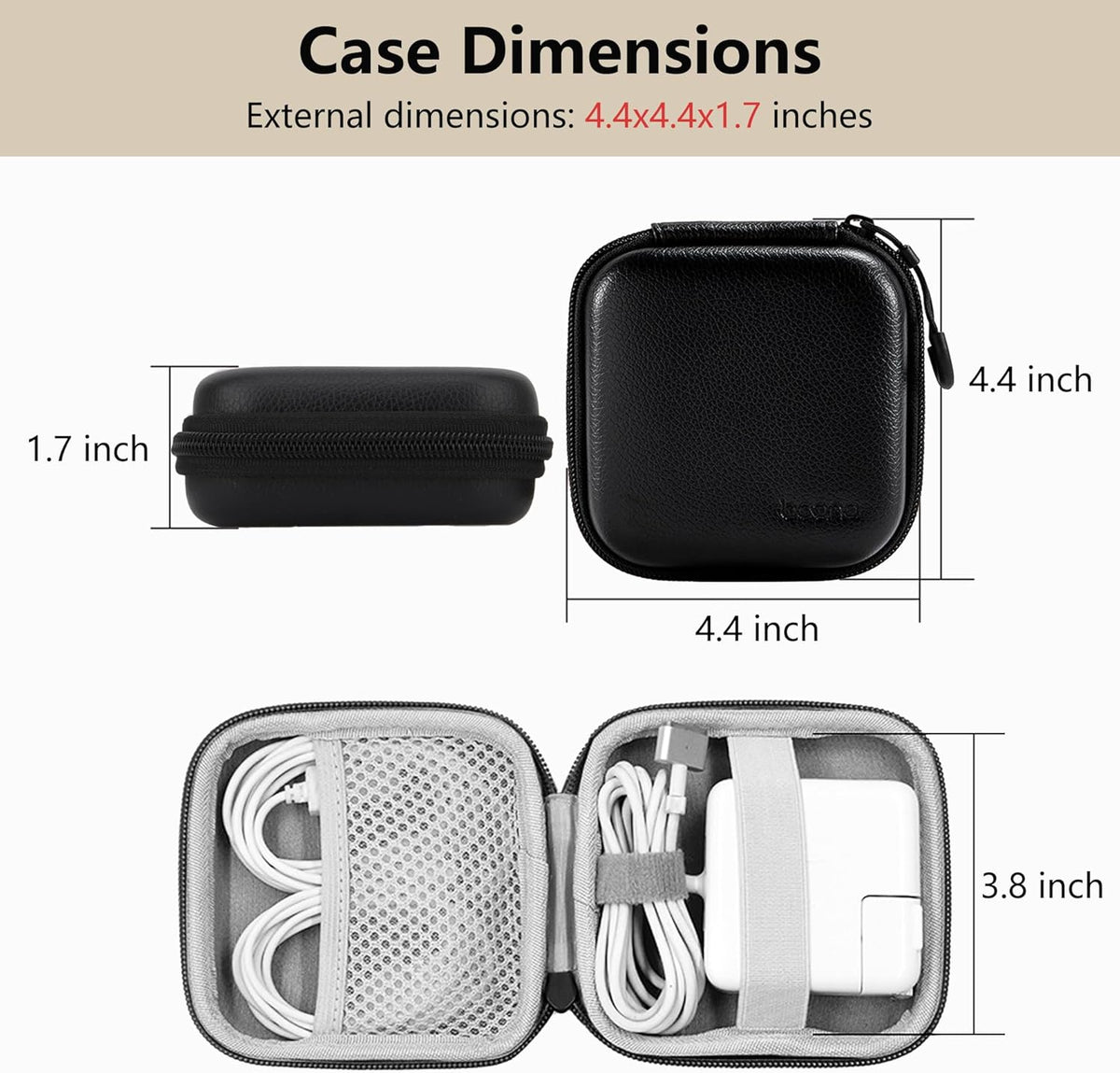 Charger Case for Macbook, Portable Tech Electronic Organizer Bag, Travel Storage Pouch for Laptop Accessories, MacBook Power Adapter, Charging Cords, USB Drives, Power Bank (Black, M)