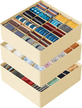 SpaceAid Sock Drawer Organizer Divider 3 Pack, 64 Cell Dresser Closet Nursery Underwear Organizers Storage Bins for Organizing Socks Underwear Ties Belts (Beige)