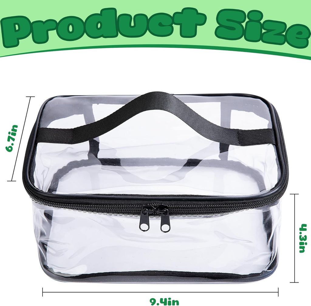 4 Packs Clear Toy Storage Bags- 9.4 x 6.7 x 4.3 Inch Transparent PVC Toy Organizing Bags with Zipper- Waterproof Toy Storage Organizer Pouch for Building Blocks, Small Toys (Black)