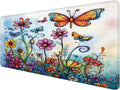 Vintage Hippie Floral Butterfly Large Mouse Pad 31.5x15.7inch, Retro Hippy Flower Butterfly Large Extended Computer Desk Mat Mousepad for Keyboard and Mouse, Flora Desk Accessories