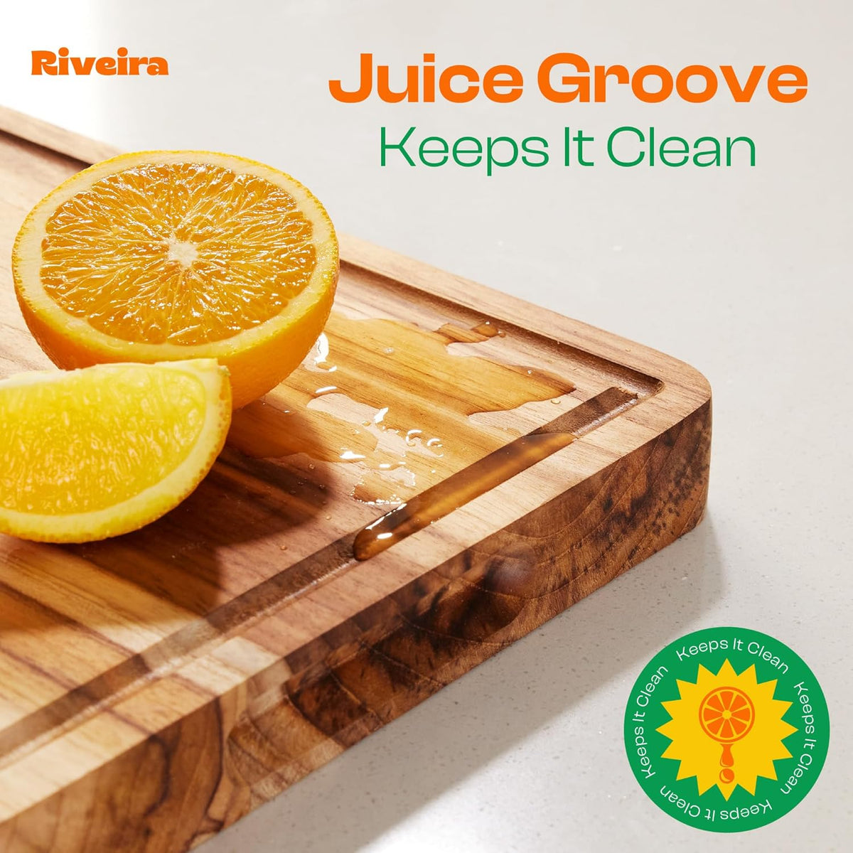 Riveira Teak Wood Cutting Board – Gourmet Teak Grandeur: 20 x 30 Wooden Cutting Board – Natural Wooden Cutting Boards For Kitchen Decorative – Innovative Juice Grooves Teak Wooden Chopping Board