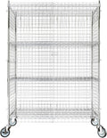 24"x48"x70" Metal Wire Chrome Security Heavy Duty Commercial NSF Certified Storage Unit | Mobile Wire Security Cage Kit