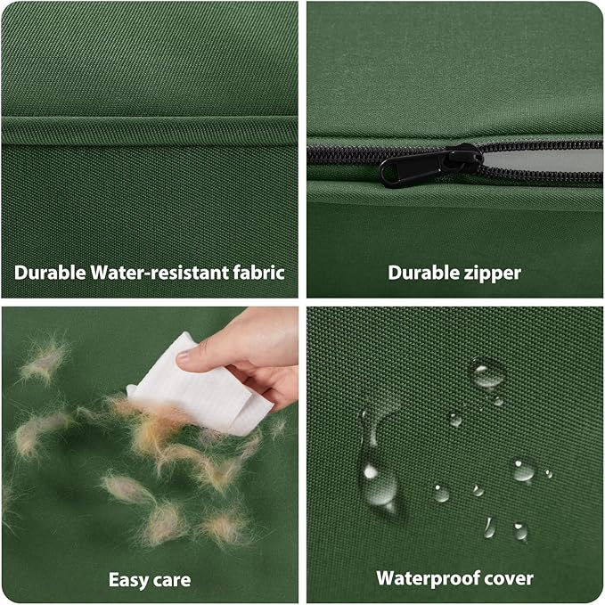 BFPETHOME Outdoor Dog Bed for Large Dogs, Waterproof, Orthopedic with Removable Washable Cover, Egg Crate Foam - 30 x 20in, Green