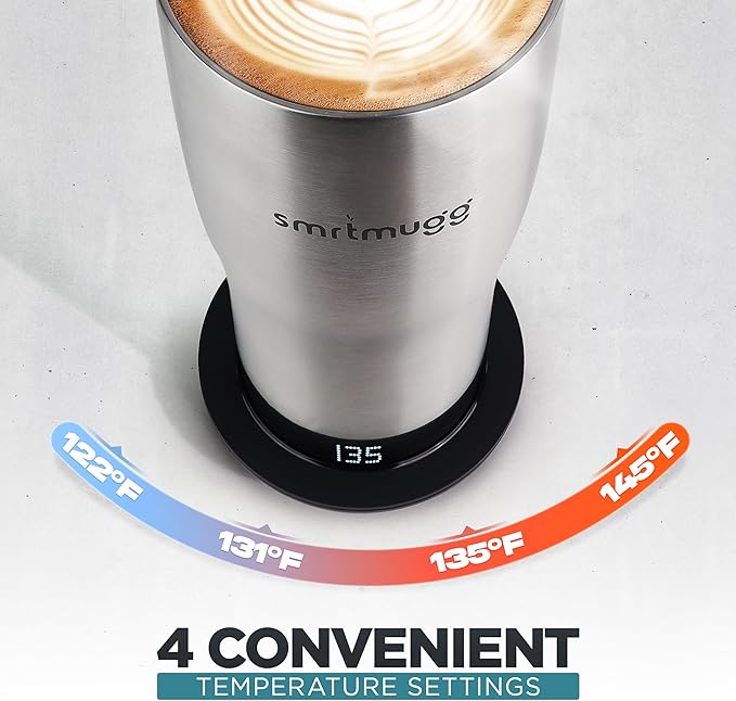 X Heated Coffee Mug 19 oz., 8 Hour Battery Life, Self-Heating, Adjustable Temp