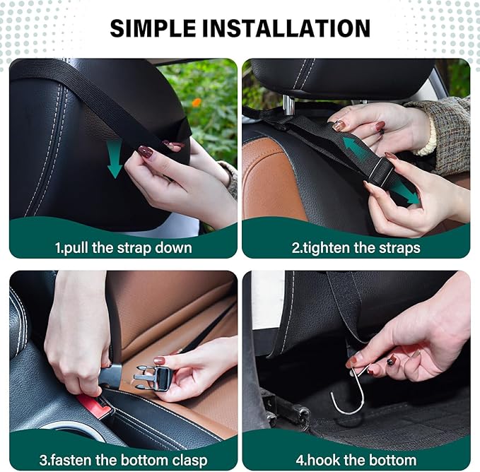 2 Pack Back Seat Car Organizer with Storage Pockets Kick Mats Back Seat Protector Hanging Car Organizer Automotive Seat Back Cover Organizers Easter Bunny Eggs Sunlowers