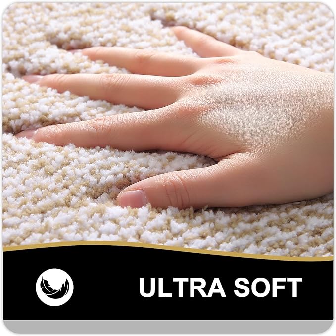 OLANLY Bathroom Rugs 59x24, Extra Soft and Absorbent Microfiber Bath Mat, Non-Slip, Machine Washable, Quick Dry Shaggy Bath Carpet, Suitable for Bathroom Floor, Tub, Shower (Long, Beige)