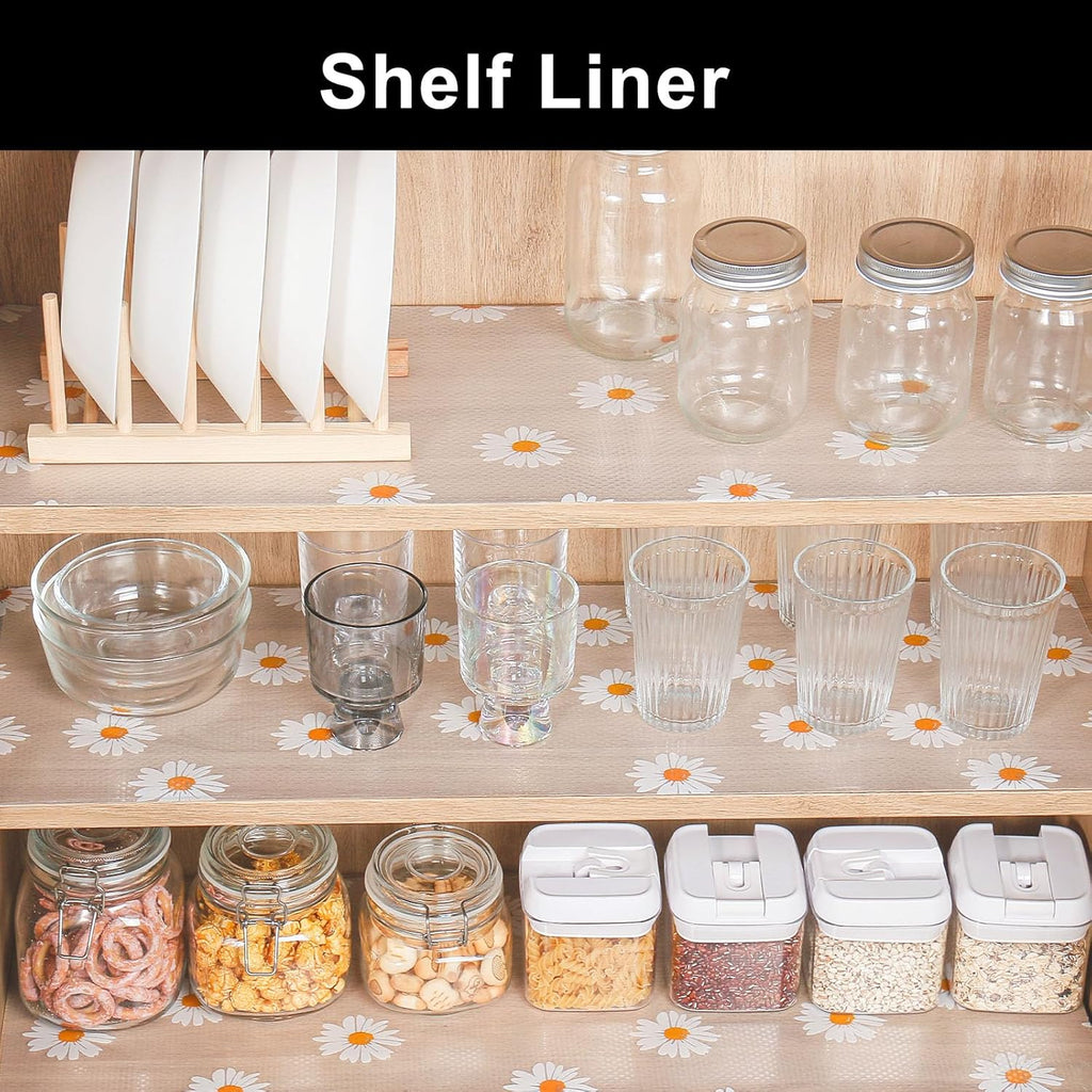 Cooyes Shelf Liner – Premium Non-Adhesive Cabinet & Drawer Liner for Kitchen – Waterproof Shelf Paper with Modern Pattern – Durable EVA Cabinet Mat – Easy to Cut (23.6" W x 118" L)