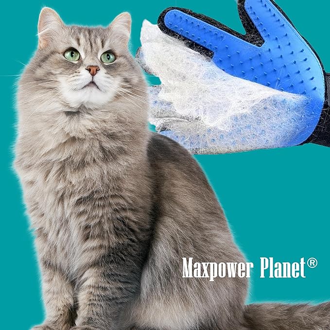Maxpower Planet Pet Grooming Gloves for Dogs and Cats - Grooming Mitt for Dogs -Cat Gloves - Hair Removal Bruh - All Hair Types