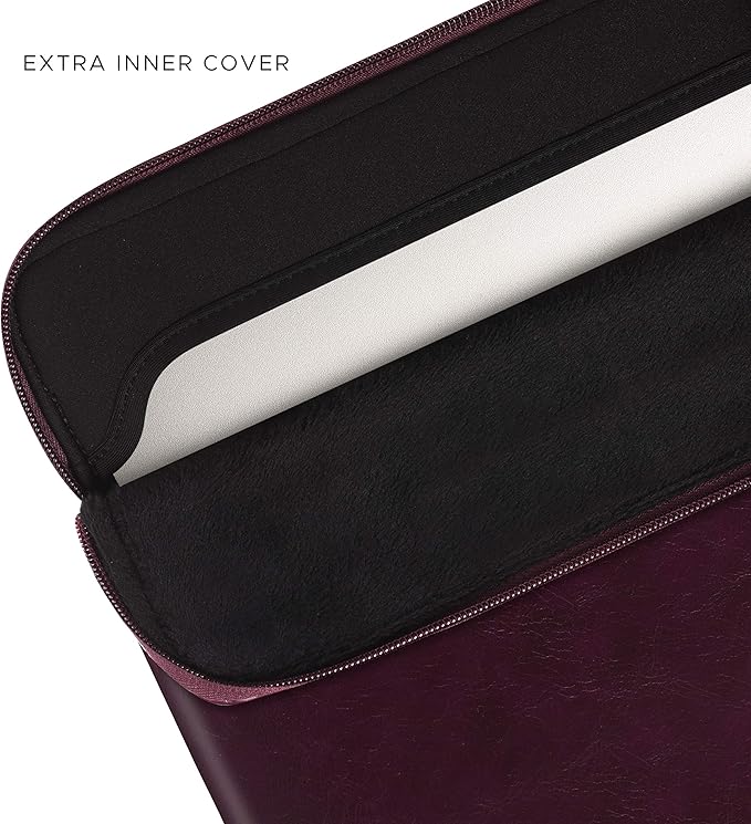 Comfyable Slim Laptop Sleeve Compatible with 13 Inch MacBook Air 13 in M4 M3 M2 M1, 13" MacBook Pro, PU Leather Bag Water-Resistant Cover Case, Berry Brown