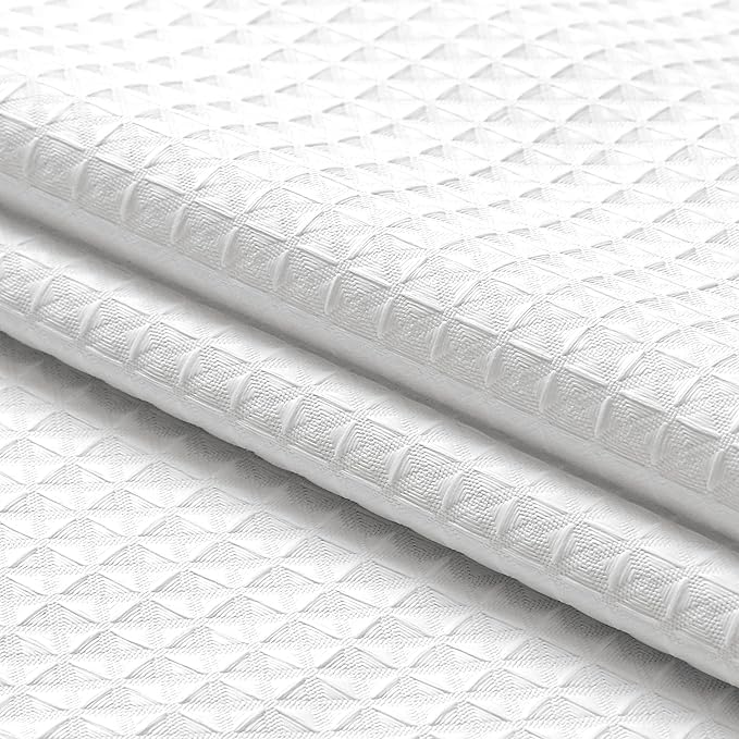 MISS SELECTEX Matt Waffle White Shower Curtain for Bathroom, Waterproof 230 GSM Heavy Duty Durable Fabric Hotel Shower Curtain,Machine Washable Thick Cloth Shower Curtains(60Wx72H, White)