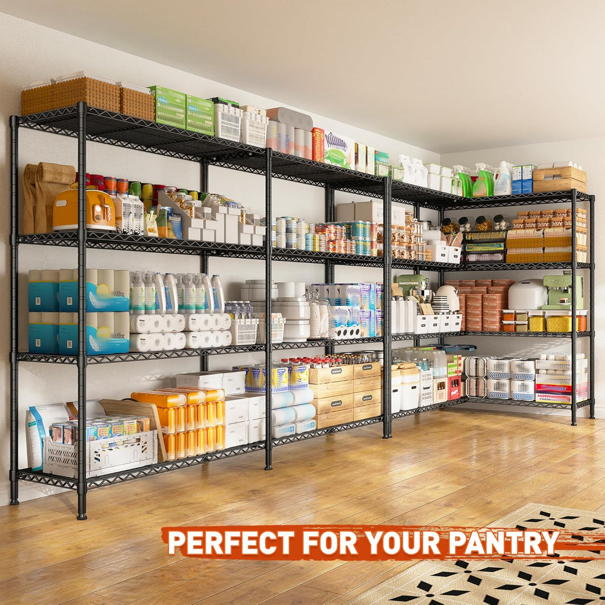 REIBII 70"W Metal Shelving, Storage Shelves 4-tier Wire Shelving Unit Load 1240LBS Metal Shelves for Storage Adjustable Shelving Rack for Pantry Kitchen Commercial school Garage 70"W*15.8"D*62.9"H