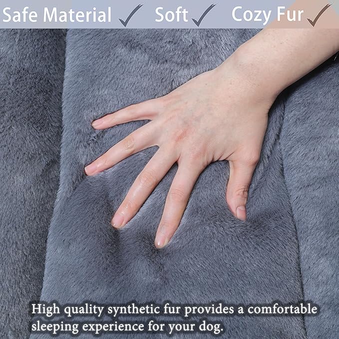 Crate Beds for Small Dogs,Comfort Fluffy Plush Dog Bed Kennel Pads for Crates 24 x 18 Inch, Non-Slip and Machine Washable Pet Sleeping Mat for Puppy/Cat,Dark Grey