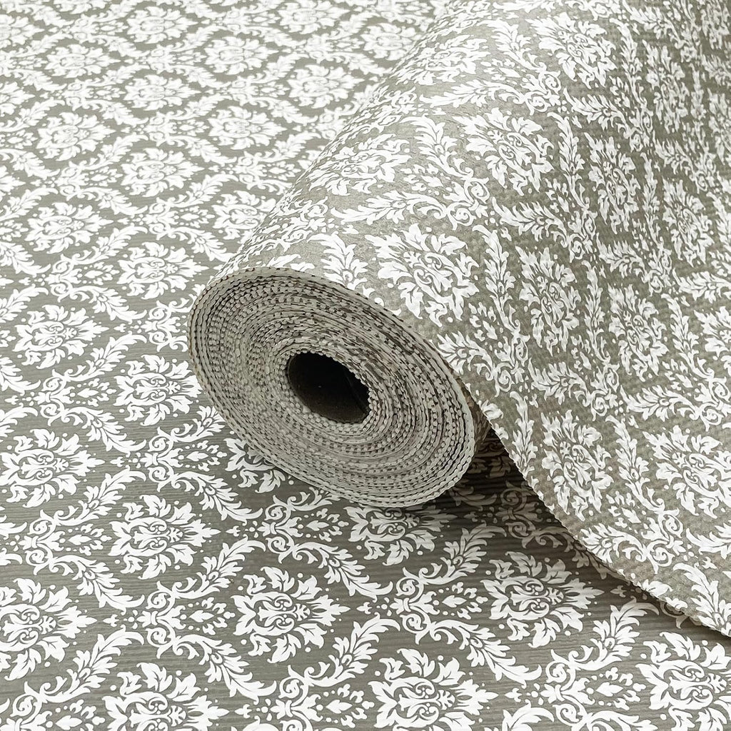 Drawer Liner and Shelf Liner for Kitchen Cabinet Liner Non-Adhesive Non-Slip Shelf Paper, Thick Strong Grip Waterproof Easy to Clean for Shelves, Cupboard, Desks, Baroque Pattern, 12 in x 10 FT