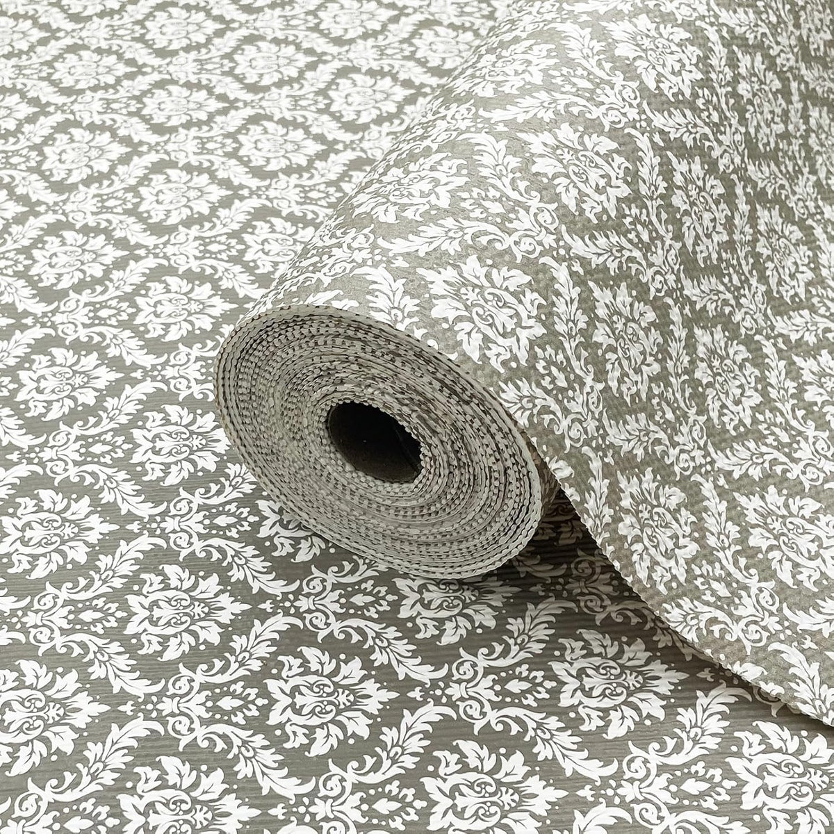 Drawer Liner and Shelf Liner for Kitchen Cabinet Liner Non-Adhesive Non-Slip Shelf Paper, Thick Strong Grip Waterproof Easy to Clean for Shelves, Cupboard, Desks, Baroque Pattern, 17.5 in x 20 FT