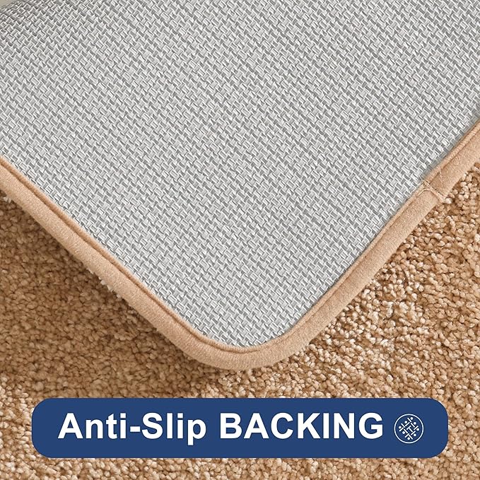 COSY HOMEER Bath Rugs for Bathroom Extra Thick - Anti-Slip Bath Mats Soft Plush Yarn Shaggy 100% Strong Mirco Polyeste Mat Living Room Bedroom Mat Floor Water Absorbent(Beige,24x36 - Inches)