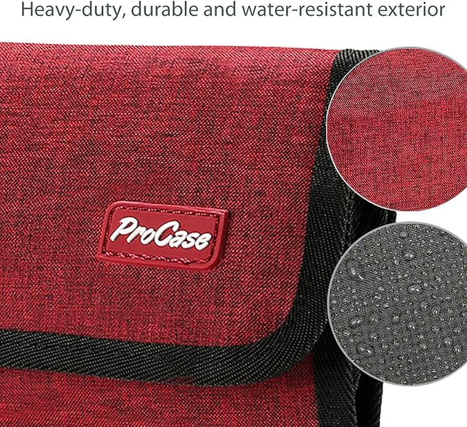 ProCase Electronic Organizer Cord Pouch, Travel Cable Charger Phone Accessories Bag Organizer Roll up Tech Carrying Case for USB Cables SD Memory Cards Earphone Flash Hard Drive -Red