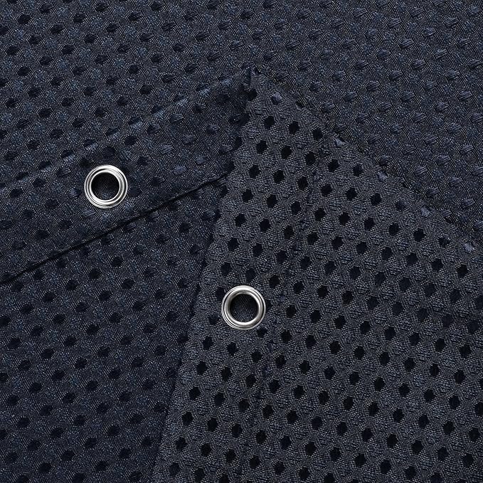 meioro Navy Blue Shower Curtain, Waffle Weave 256GSM Heavy Duty Textured Fabric Shower Curtains for Bathroom Hotel Spa, Luxury Weighted Polyester Cloth Bath Curtain Set with 12 Hooks, 72Wx78H
