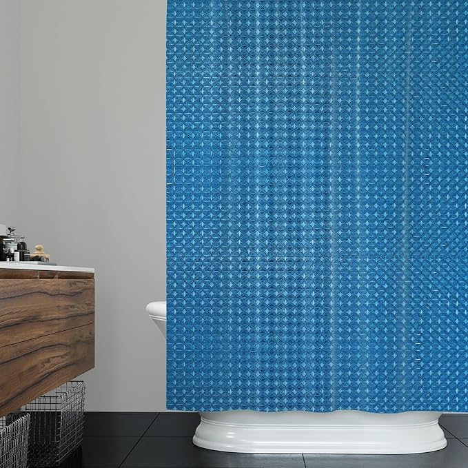ggaimwf 72x96 Inch Solid Color Shower Curtain for Bathroom Waffle Bath Water Resistant Fabric Curtains Royal Blue Modern Thick Shower Stall Curtain with Metal Hooks